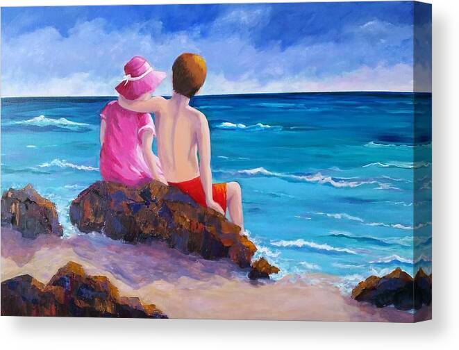Children Canvas Print featuring the painting Young Love by Rosie Sherman