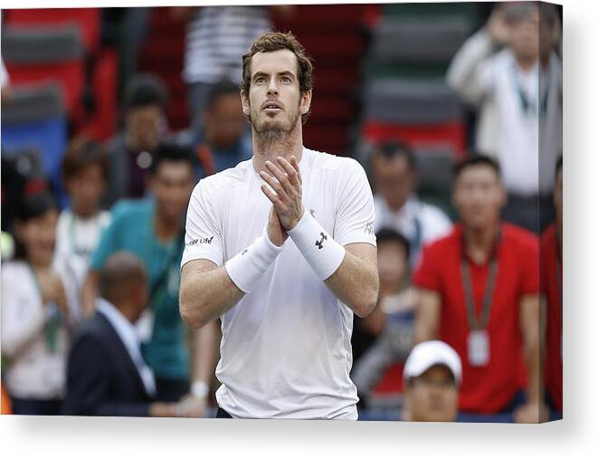 Tennis Canvas Print featuring the photograph 2015 Shanghai Rolex Masters - Day 5 #1 by Lintao Zhang