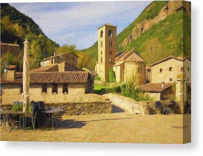 Baget Canvas Print featuring the photograph A visit to the picturesque town of Baget, Catalonia, Spain -ART- #1 by Jordi Carrio Jamila