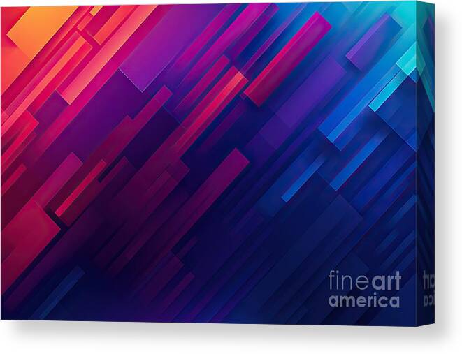 Abstract Canvas Print featuring the painting Abstract blue purple background with geometric panel #1 by N Akkash