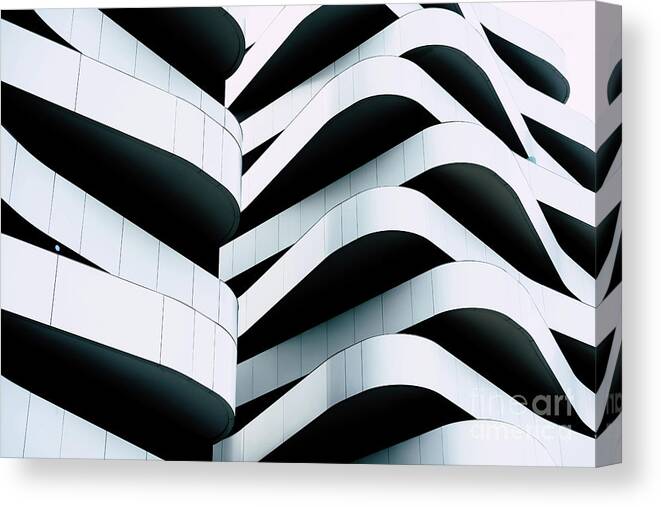 Abstract Canvas Print featuring the photograph Abstract detail of a curved balcony design for elegant architect #1 by Joaquin Corbalan