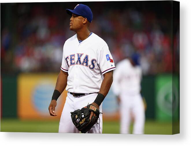 Adrian Beltre Canvas Print featuring the photograph Adrian Beltre by Ronald Martinez