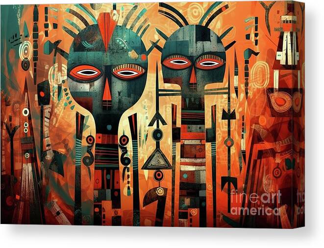 African Canvas Print featuring the photograph African abstraction artistic drawing. Ai generated. #1 by Joaquin Corbalan