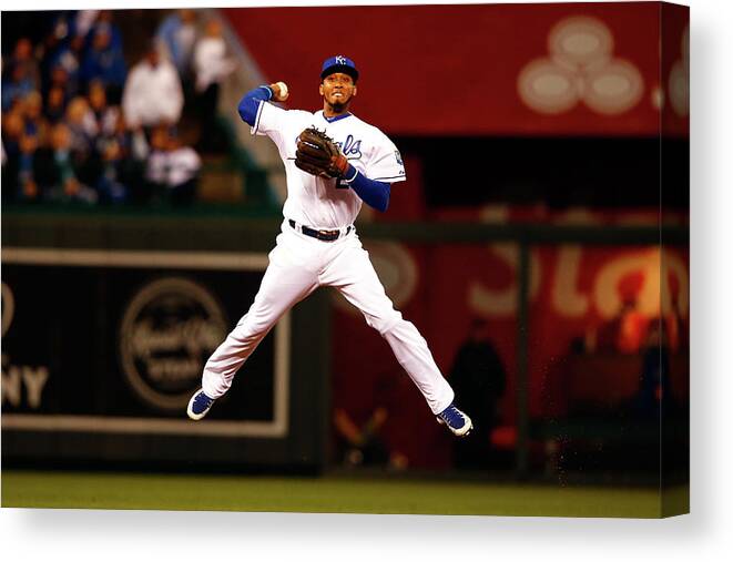 People Canvas Print featuring the photograph Alcides Escobar by Jamie Squire