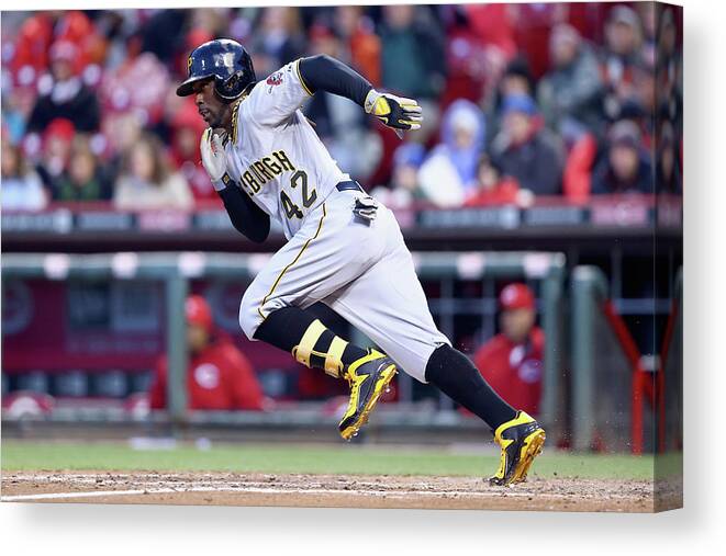 Great American Ball Park Canvas Print featuring the photograph Andrew Mccutchen by Andy Lyons