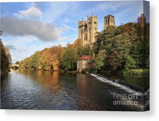 Durham Cathedral Canvas Print featuring the photograph Autumn View of Durham Cathedral #1 by Bryan Attewell