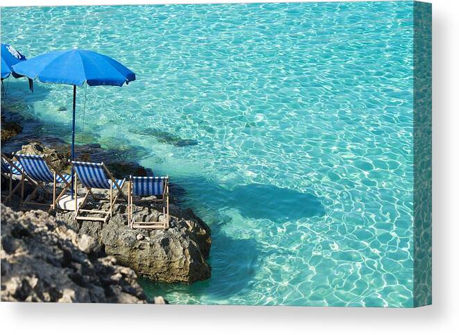 Tranquility Canvas Print featuring the photograph Blue Lagoon Camino Island Malta #1 by Paul Biris