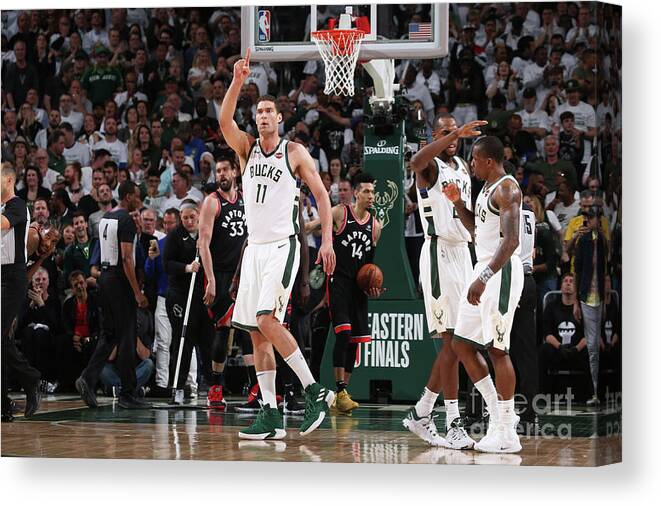 Playoffs Canvas Print featuring the photograph Brook Lopez by Gary Dineen