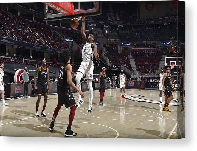 Nba Pro Basketball Canvas Print featuring the photograph Brooklyn Nets v Cleveland Cavaliers by David Liam Kyle