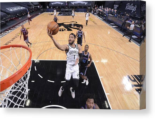 Bruce Brown Canvas Print featuring the photograph Brooklyn Nets v Sacramento Kings #1 by Rocky Widner