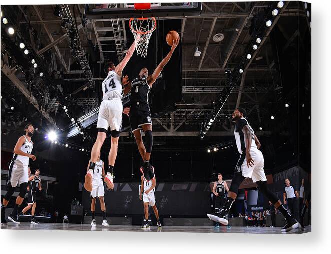Nba Pro Basketball Canvas Print featuring the photograph Brooklyn Nets v San Antonio Spurs by Jesse D. Garrabrant