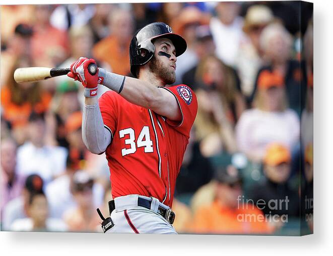San Francisco Canvas Print featuring the photograph Bryce Harper #1 by Ezra Shaw