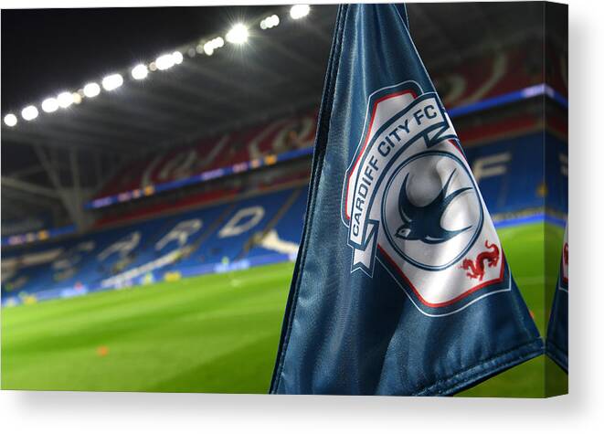 Soccer Competition Canvas Print featuring the photograph Cardiff City v Wolverhampton Wanderers - Sky Bet Championship #1 by Sam Bagnall - AMA