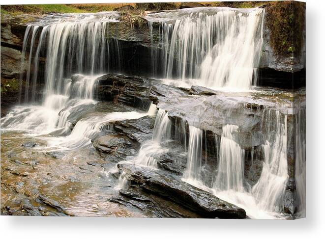 Cascading Waterfall Photo Canvas Print featuring the photograph Cascading waterfall at Lake Lure North Carolina by Bob Pardue