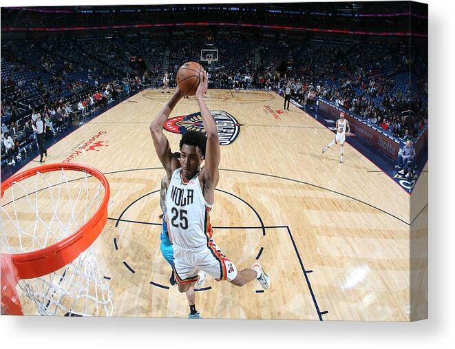 Trey Murphy Iii Canvas Print featuring the photograph Charlotte Hornets v New Orleans Pelicans by Layne Murdoch Jr.