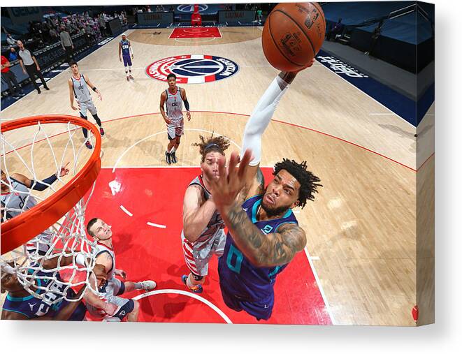 Miles Bridges Canvas Print featuring the photograph Charlotte Hornets v Washington Wizards #1 by Stephen Gosling