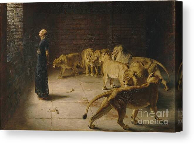 Daniel Canvas Print featuring the painting Daniels Answer to the King by Briton Riviere