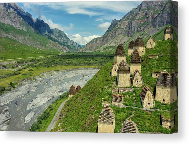Cemetery Canvas Print featuring the photograph Dead Town Dargavs In North Ossetia #1 by Mikhail Kokhanchikov