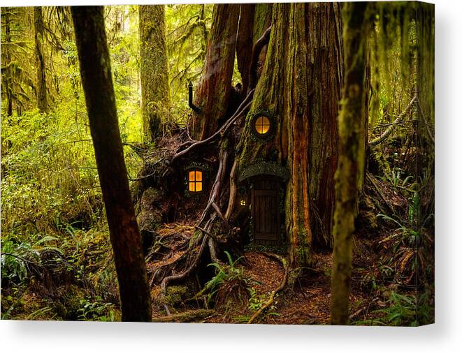 Door Canvas Print featuring the photograph Fairy tree house #1 by ZargonDesign