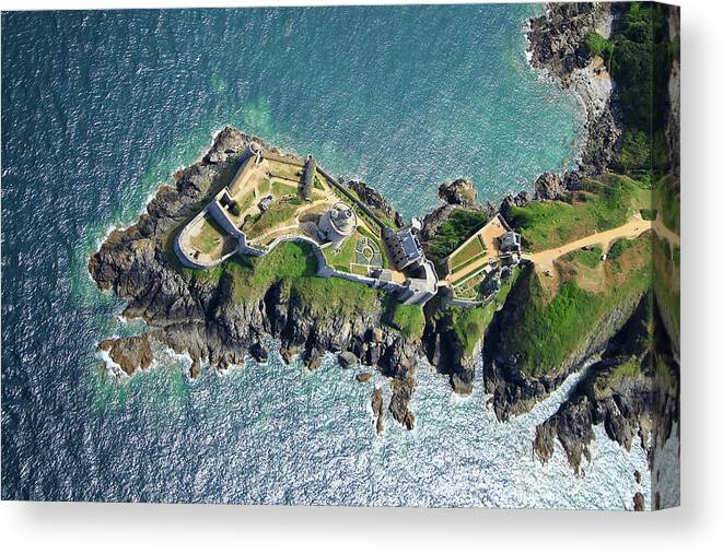 Aerial Canvas Print featuring the photograph Fort-la-Latte by Frederic Bourrigaud