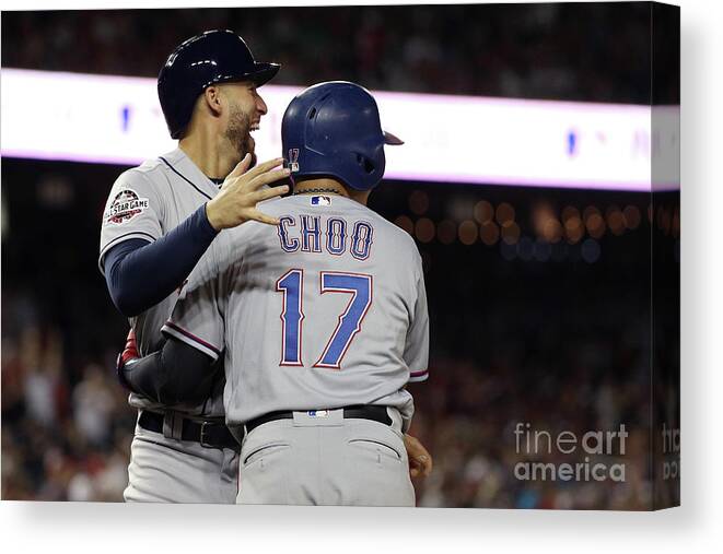 Three Quarter Length Canvas Print featuring the photograph George Springer, Jean Segura, and Shin-soo Choo #1 by Patrick Smith