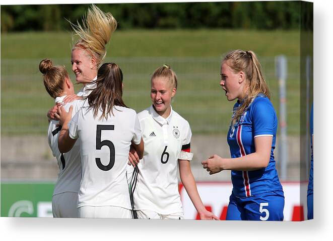 Scoring Canvas Print featuring the photograph Germany v Iceland - U19 Women's Elite Round #1 by Matthias Kern