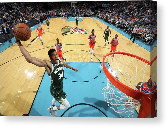 Nba Pro Basketball Canvas Print featuring the photograph Giannis Antetokounmpo by Zach Beeker