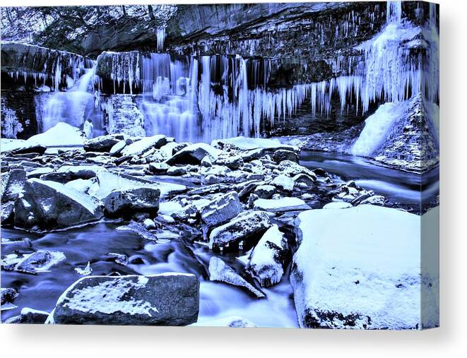  Canvas Print featuring the photograph Great Falls Winter 2019 by Brad Nellis