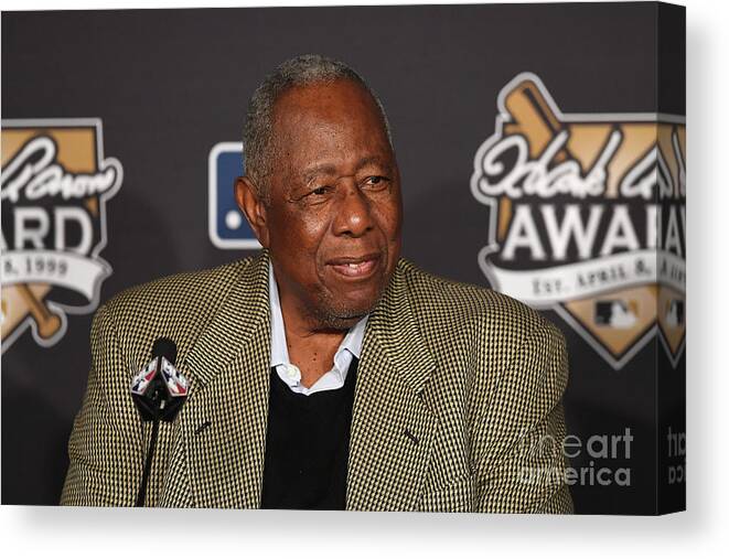 Game Two Canvas Print featuring the photograph Hank Aaron by Jason Miller