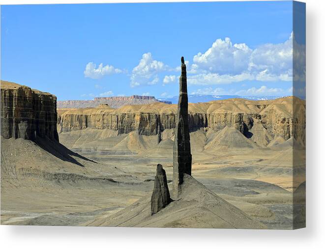 Scenics Canvas Print featuring the photograph High and thin rock needles in a desert landscape #1 by Rainer Grosskopf