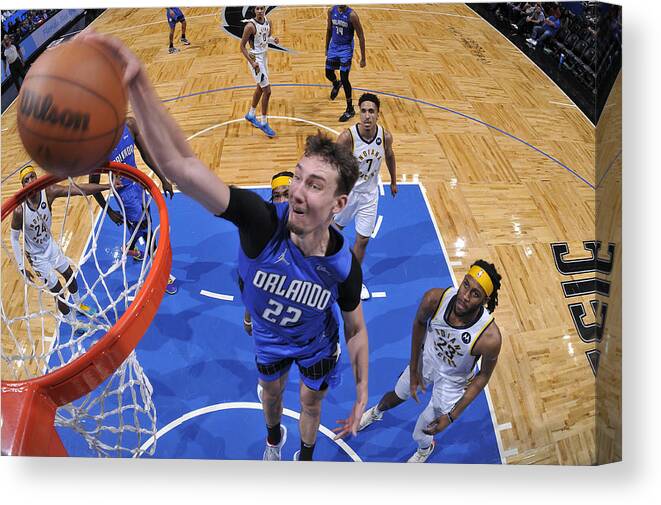 Franz Wagner Canvas Print featuring the photograph Indiana Pacers v Orlando Magic #1 by Fernando Medina