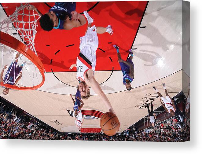 Nba Pro Basketball Canvas Print featuring the photograph Jake Layman by Sam Forencich