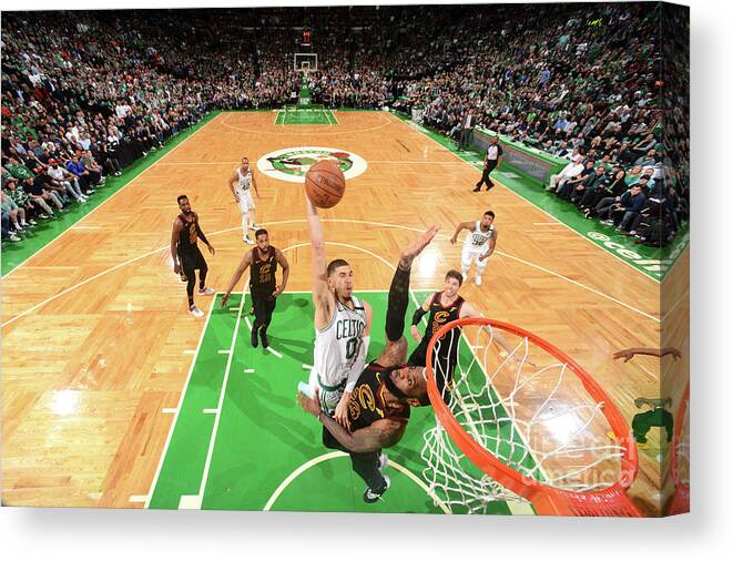 Playoffs Canvas Print featuring the photograph Jayson Tatum and Lebron James by Brian Babineau