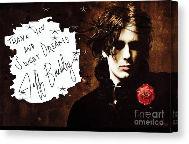 Jeff Canvas Print featuring the digital art Jeff Buckley #1 by Benny Brixton