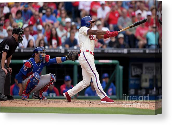 Citizens Bank Park Canvas Print featuring the photograph Jimmy Rollins by Mitchell Leff