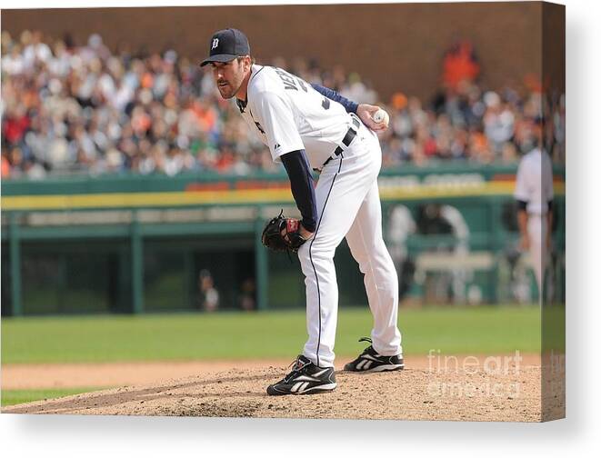 American League Baseball Canvas Print featuring the photograph Justin Verlander #1 by Mark Cunningham