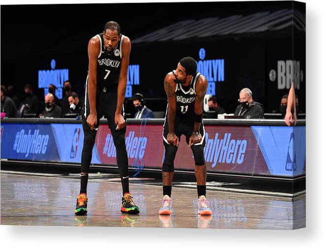 Kevin Durant Canvas Print featuring the photograph Kevin Durant and Kyrie Irving #1 by Jesse D. Garrabrant