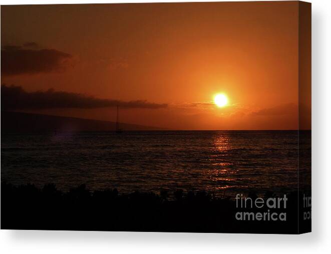 Photography Canvas Print featuring the photograph Lahaina Sunset 002 by Stephanie Gambini