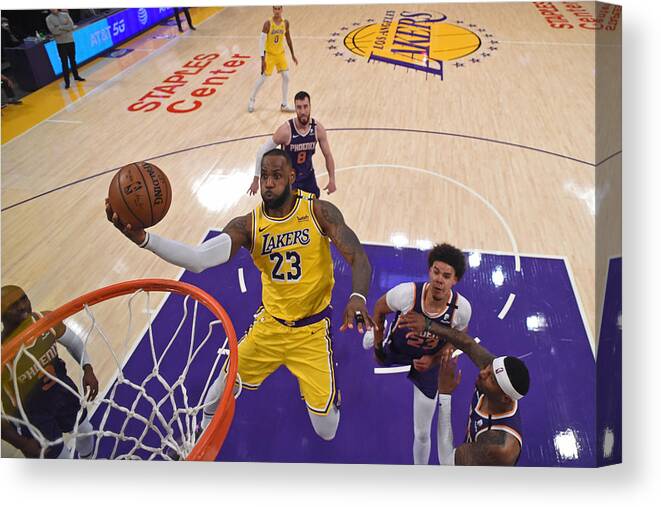 Playoffs Canvas Print featuring the photograph Lebron James by Juan Ocampo