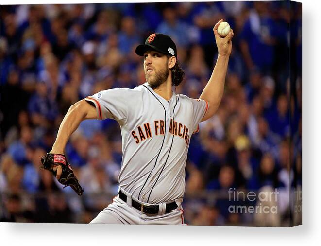 People Canvas Print featuring the photograph Madison Bumgarner by Rob Carr