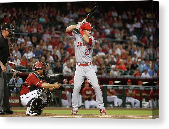 People Canvas Print featuring the photograph Mike Trout #1 by Christian Petersen