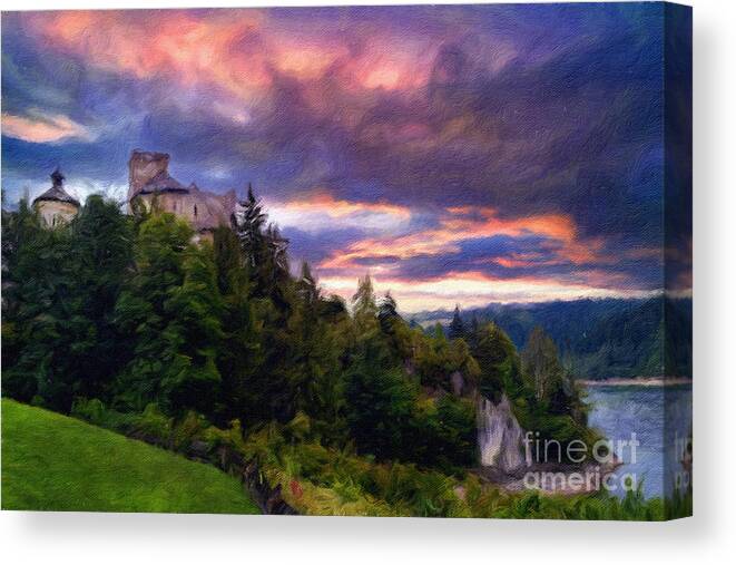 Original, Castle in the Mountains Oil Landscape Painting, Printed on  Stretched Canvas Ready for Your Wall 