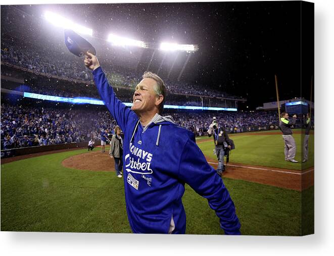 American League Baseball Canvas Print featuring the photograph Ned Yost by Ed Zurga