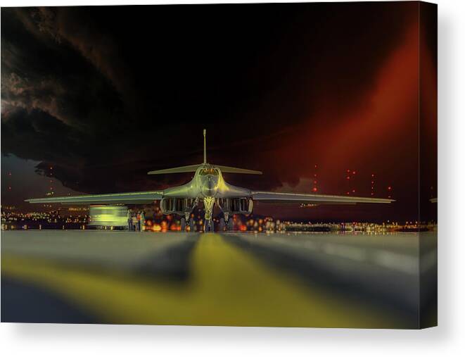 B-1b Lancer Canvas Print featuring the photograph Night Moves #1 by Mountain Dreams