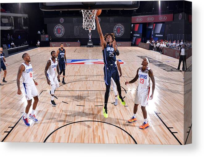 Nba Pro Basketball Canvas Print featuring the photograph Orlando Magic v Los Angeles Clippers by Jesse D. Garrabrant