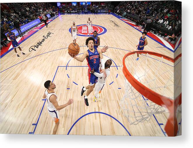 Nba Pro Basketball Canvas Print featuring the photograph Phoenix Suns v Detroit Pistons by Brian Sevald