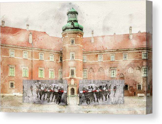 Warsaw Old Town Canvas Print featuring the mixed media Polish Revolution Exhibition #1 by Smart Aviation