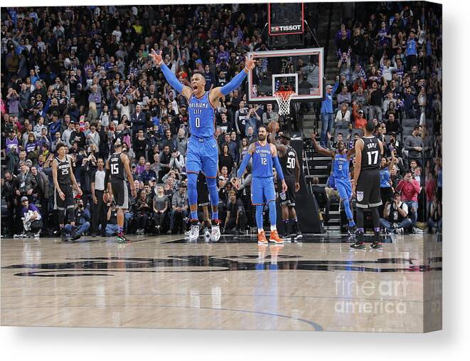 Russell Westbrook Canvas Print featuring the photograph Russell Westbrook by Rocky Widner
