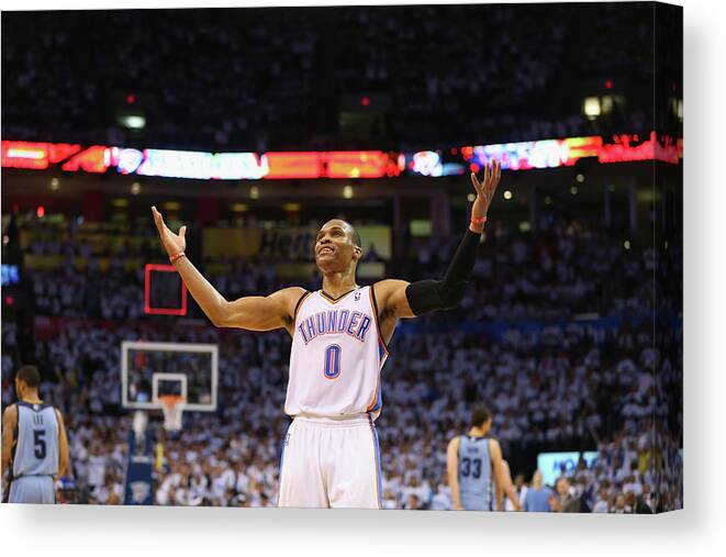 Playoffs Canvas Print featuring the photograph Russell Westbrook by Ronald Martinez
