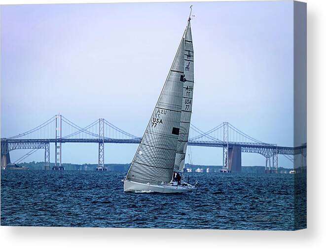 Color Canvas Print featuring the photograph Sailing at Dusk -2 #1 by Alan Hausenflock